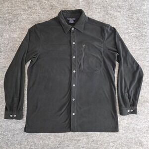 EXOFFICIO Shirt Mens XL Black Long Sleeve Button Up Textured Polyester Tactical